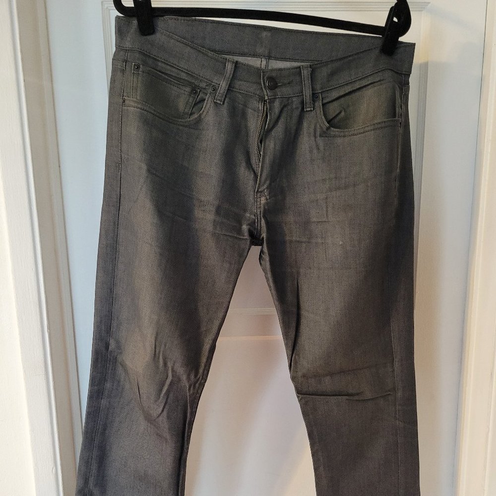 Levis 511 Slim Jeans 34 x 32 Charcoal Grey Worn Broken In Levi's Denim Gray